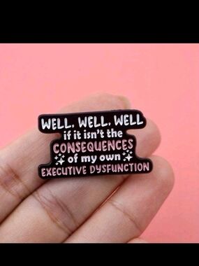 Pink and Black Enamel Pin - 'Well, Well, Well' Statement Accessory